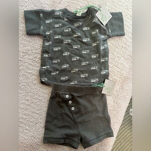 kate quinn Olive Green Printed Top and Shorts Set